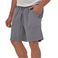 thumbnail image 4 of JUNWELL BLVB Cotton Linen Shorts for Men Casual Solid Color Drawstring Elastic Waist Summer Beach Shorts with Pockets, 4 of 9