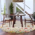 thumbnail image 3 of Round Rug 6Ft Washable Non-Slip, Watercolor Flowers Circle Area Rugs for Living Room Bedroom, Spring Daisy Floral Butterflly Beige Indoor Floor Mats Carpet Runner for Home Decor Aesthetic, 3 of 8