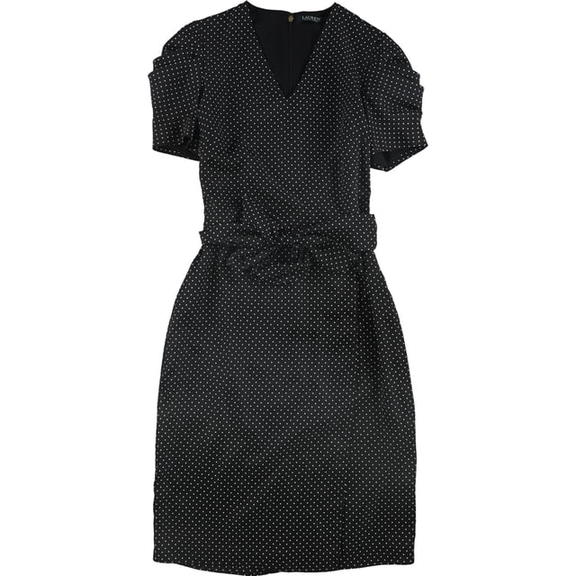 Ralph Lauren Womens Polka Dot Sheath Dress black 16
