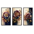 thumbnail image 2 of Designart "Zinnia Elegance in Night Shades I" Floral & Botanical Framed Wall Art Set Of 3 - Red Zinnias Frame Gallery Set For Office Decor, 2 of 6