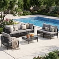 thumbnail image 2 of UDPATIO 7 Piece Wicker Patio Furniture Set, Outdoor Conversation Set， Sectional Sofa with Glass Coffee Table， Outdoor Sofa for Porch, Backyard, Black&Gray, 2 of 8
