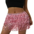 thumbnail image 4 of Mini Jupe à Franges à Paillettes pour Femmes avec Sangles Réglables à la Taille pour Soirée Rave Performance Danse, 4 of 7