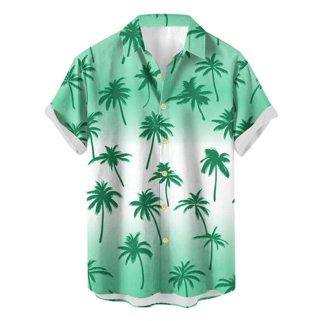 Weiqiqre Mens T-shirts Loose Fit, Floral Print Tropical Button Down Shirts