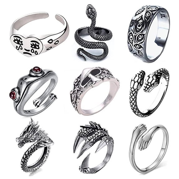 Halloween decoration ring set with various types of open and closed rings
