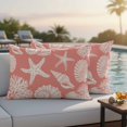 thumbnail image 4 of Coral Pink Starfish Coastal Outdoor Waterproof Pillow Covers, Shell Summer Beach Nautical Decorative Rectangle Throw Pillowcase Sofa Cushion Sham for Patio/Couch/Chair, 20"x12" 2 Pack, 4 of 8