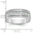 thumbnail image 3 of 14K White Gold Ibgoodman Men's Polished Brushed And Grooved 9-Stone 1/2 Carat Aa Quality Diamond Ringsize 10 - Jbsp, 3 of 5