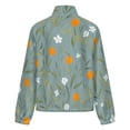 thumbnail image 6 of Jackets for Women Winter Coat Jackets Flannel Stand Collar Jacket(Oranges Flowers Blue Background Pretty Pattern,Size:S-4XL), 6 of 7