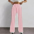 thumbnail image 2 of QATAINLAV Plaid Pants for Women Casual High Waist Flared Leggings Milk Silk Soft Yoga Pants 2024 Fall Bell Bottom Trousers Red S, 2 of 8