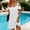 White women off shoulder short sleeve dress a1, variant on Uscallm Women's Off Shoulder Short Sleeve Mini Dresses Solid Boho Casual Travel V Neck Summer Club Beach Sundresses, Light Blue XL
