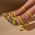 thumbnail image 4 of SZJXBUY Active Sandals Women Summer Casual Open Toe Strappy High Heels Slingback Stiletto Heel Sandals Elegant Party Dress Shoes Yellow,41, 4 of 9