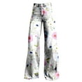 thumbnail image 4 of Women's Casual Wide Leg High Waisted Pants Vintage Floral Print Straight Stretch Pants with Pockets Sweatpants Clearance, 4 of 4