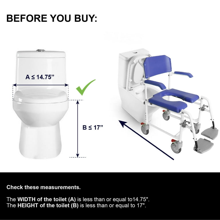 KMINA PRO - Bath Shower Chair with Wheels for Elderly, Handicap