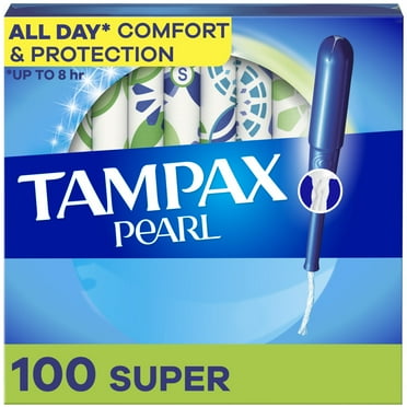 Tampax Pearl Tampons with LeakGuard Braid, Super Absorbency, 100 Ct