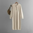 thumbnail image 2 of GigrtiJin Women's Casual Fall Sweater Dress Long Sleeve Crewneck Button up Dresses Solid Color Knit Maxi Dress, 2 of 3