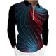 thumbnail image 1 of Blusa de manga larga con estampado digital colorido y media cremallera para hombre Pompotops  oipoqjl28702, 1 of 3