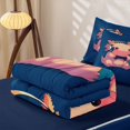 thumbnail image 5 of Manfei Kawaii Axolotl Capybara Zipper Queen Comforter Set with Fitted Sheet and 2 Pillowcases, Galaxy Animal Zipper Bedding Set, Royal Blue, Blue Reversible, 4pcs, 5 of 7