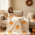thumbnail image 5 of Fall Thanksgiving Throw Blanket, Halloween Throw Blanket, Pumpkin Pattern Soft Warm Autumn Blanket Thanksgiving Cozy Gifts Home Decor for Couch Chair Sofa Bed, 59.06x39.37", 5 of 7