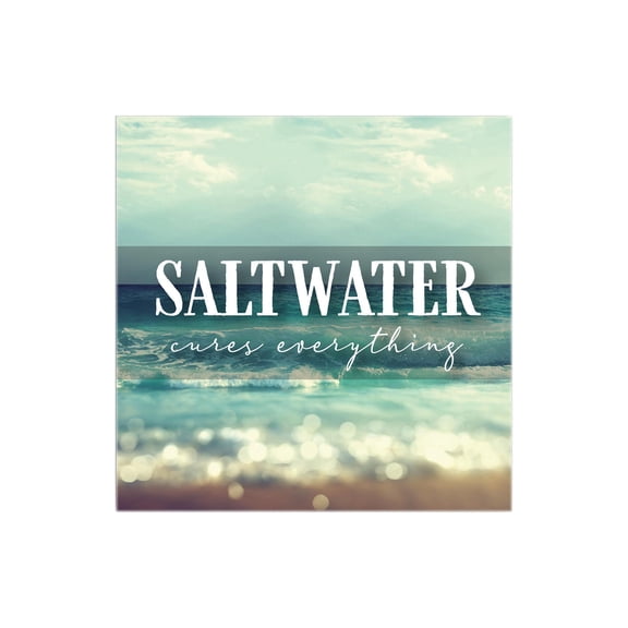 Saltwater Cures Everything Aqua Waves 12 x 12 Wood Wall Sign Plaque
