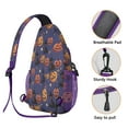 thumbnail image 3 of Sling Backpack,Magical Pumpkin Castle Halloween Pattern Sling Bag with Water Bottle Holder,Waterproof Sling Bag for Men/Women with Headphone Jack for Hiking,Travel, 3 of 6