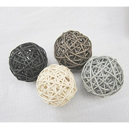 Christmas Mobile Decorations 20PCS Mixed Black Grey Brown White Wicker Rattan Ball Wedding Christmas Party Hanging Decoration Nursery Mobiles ()