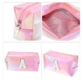 thumbnail image 3 of Unique Bargains 1 Pc Women Durable Letter a Cosmetic Bag for Vacation Outdoor Activities Pink PU Leather, 3 of 3