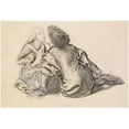 thumbnail image 3 of Sir Edward Coley Burne-Jones 18x14 Black Modern Framed Museum Art Print Titled - An Idyll - Study, 3 of 5