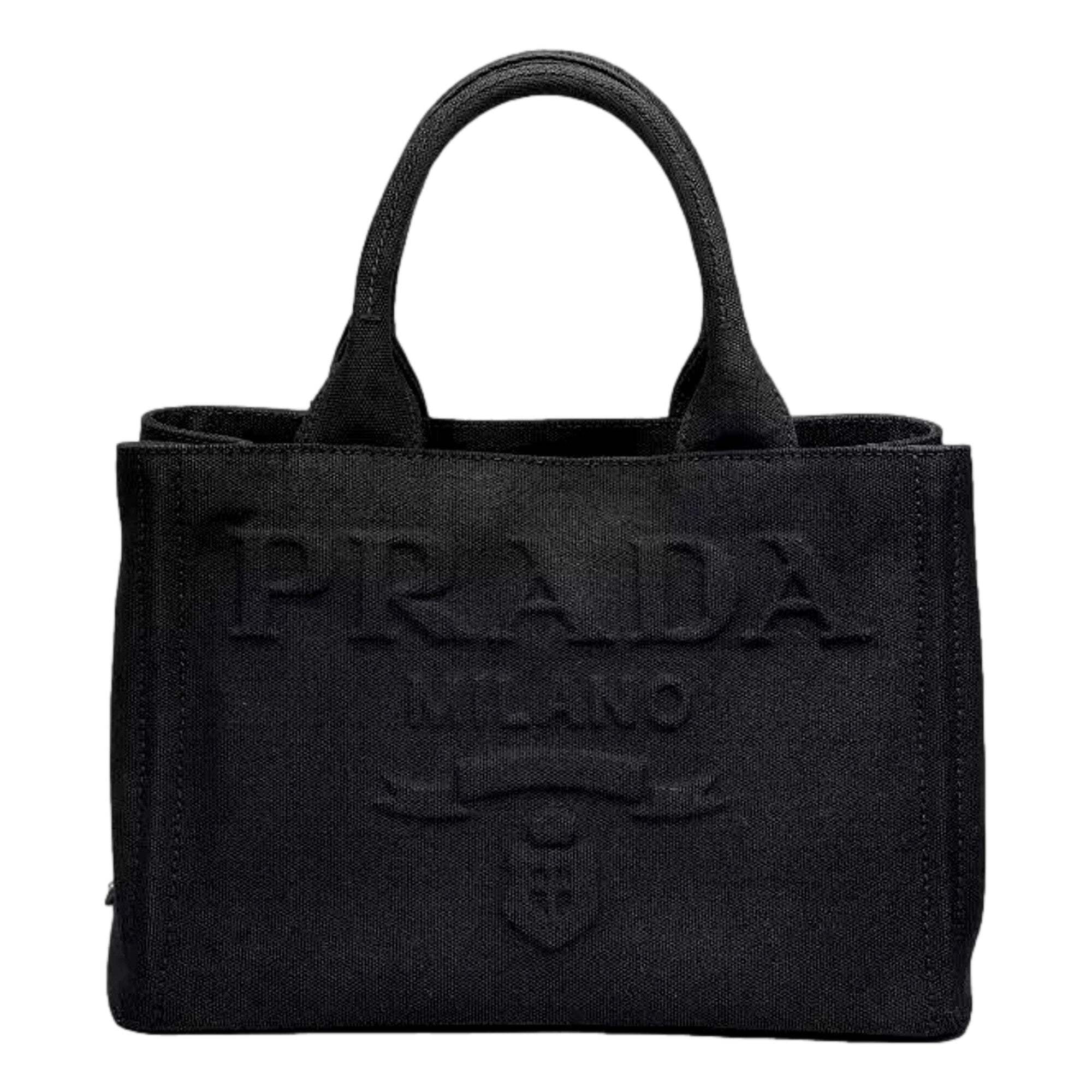 Prada Logo Jacquard Black Canvas Satchel Crossbody - Walmart.com