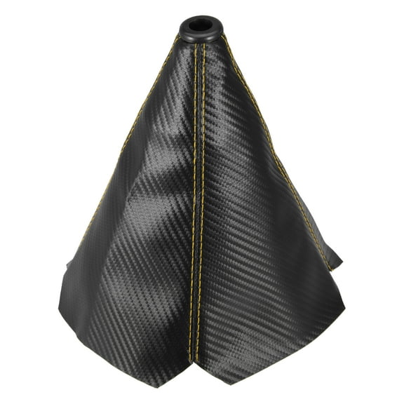 Unique Bargains Faux Leather Gear Shifter Knob Cover Car Dust Boot 1.4cm/0.55" Carbon Fiber Pattern Black Yellow