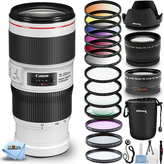 Canon EF 70-200mm f/4L IS II USM Lens   Macro/Close Up Lenses   Pouch Bundle