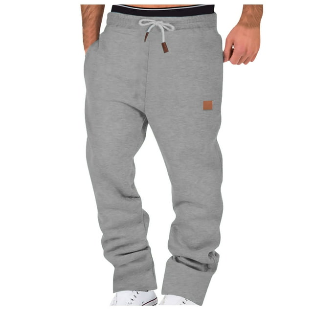 Moxiu Men's Baggy Fleece Joggers Drawstring Waist Workout Gym Athletic Running Sweatpants with Pockets Gray,M