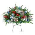 thumbnail image 1 of 21 Pouces Extérieur avec Lumières LED Allumées avec Baies Givrées et Rouges pour Décoration de Porche de Jardin Mariage Ainsi Fleurs Illets Roses Fleurs en Vase Fleurs Suspendues Fleurs en Soie Fleurs de Maman Retour à la Maison, 1 of 4