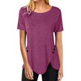 thumbnail image 3 of Landzoo Women'S Tees Solid Color Short Sleeve Crew Neck T Shirt Summer Quick Dry Women Shirt Size M Pink, 3 of 5