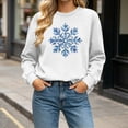 thumbnail image 2 of gbyLJF Women's Snowflake Christmas Sweatshirt Fuzzy Long Sleeve Holiday Tops Festival Travel Fleece Warm Pullover, 2 of 6