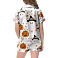 thumbnail image 4 of UAYOTSE Kids Collared Satin Pajama Set, Easy Button‑Front Short‑Sleeve Top and Sleep Shorts, Soft Loungewear for Girls All‑Season Use Size 10-11 Years, 4 of 5
