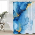 thumbnail image 4 of Abstract Marble Shower Curtain Set ，Waterproof Fabric Shower Curtains Gold Blue Gradient Watercolor Texture Shower Curtains for Bathroom,Bathroom Decor 36"x72", 4 of 6