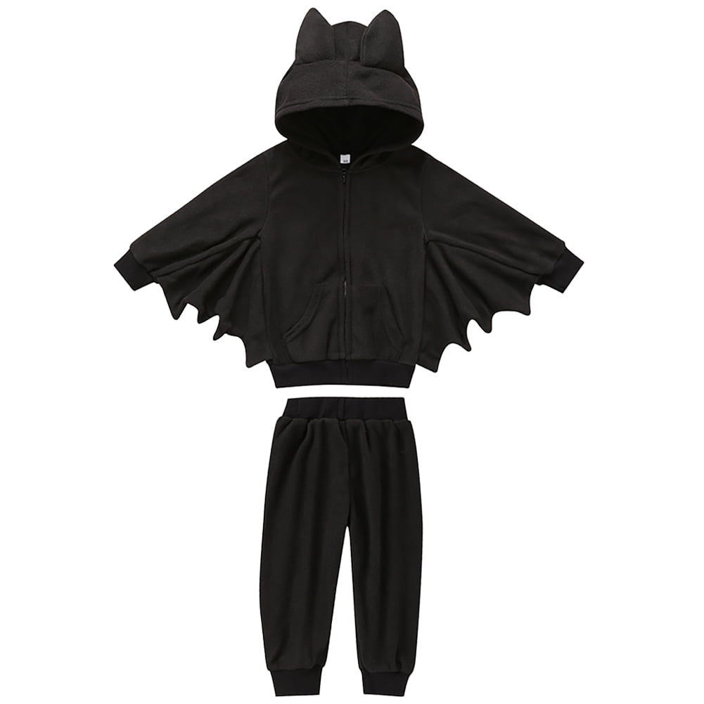 Kids Baby Boys Girls Bat Fleece Hoodie Sweatshirt + Pants Costume