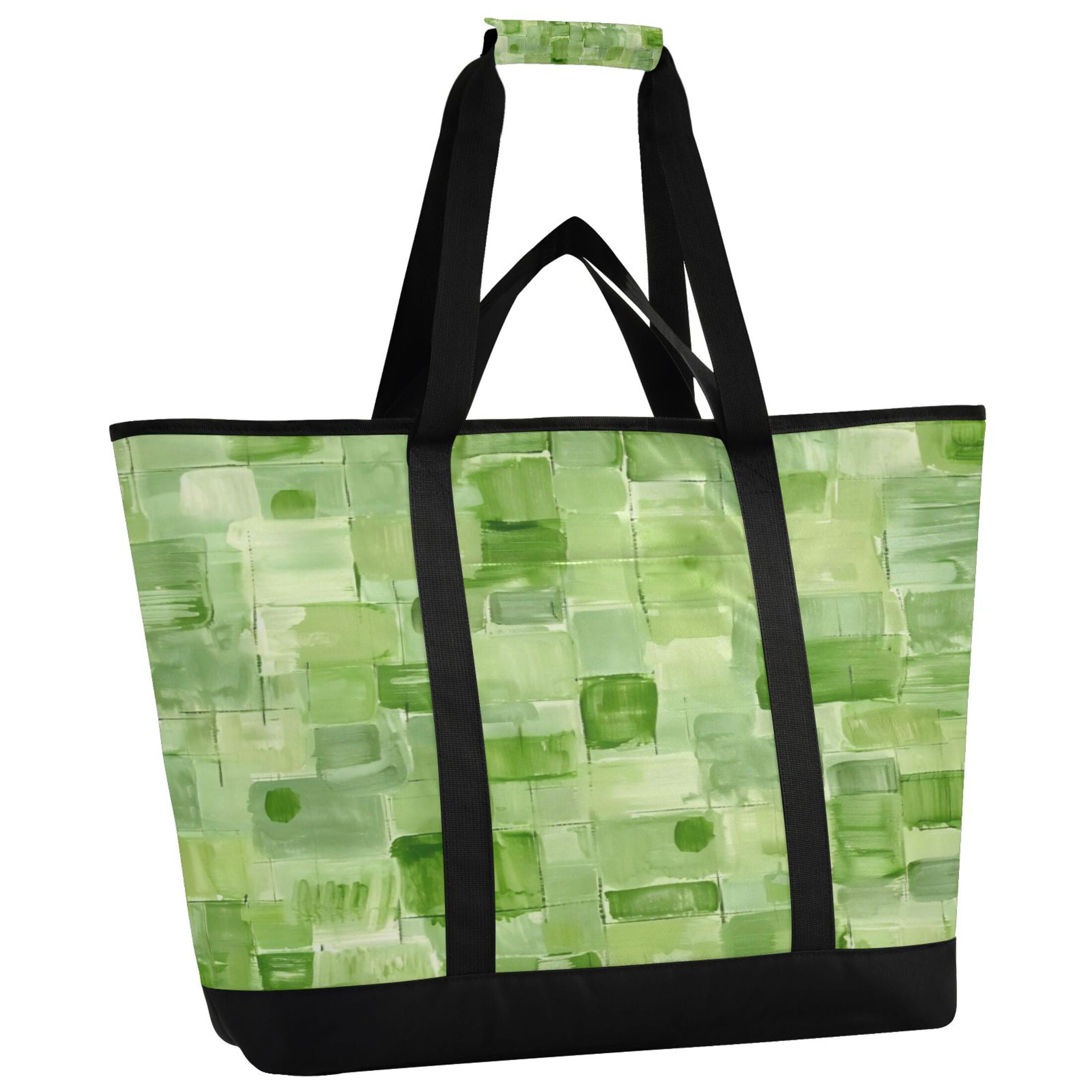 Large Hand-held Ice Pack Picnic Bag Insulation and Refrigeration Suitable for Shopping Picnics and Camping Green Square
