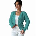 thumbnail image 5 of Women'S Bowknot Chunky Knit Cardigan Sweaters Open Front Cozy Long Sleeve Button Up Cardigan for Winter Green M, 5 of 10