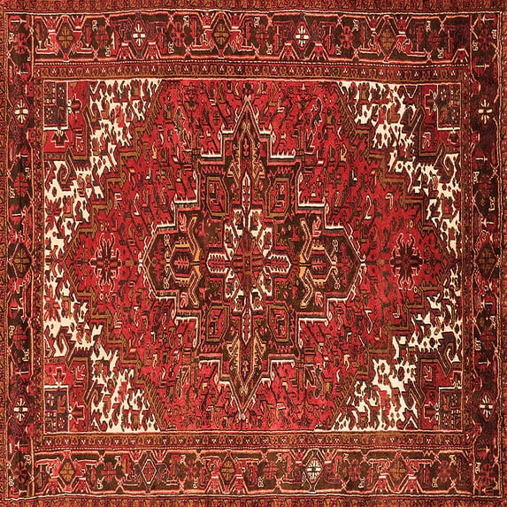 Ahgly Company Indoor Square Persian Orange Traditional Area Rugs, 7' Square