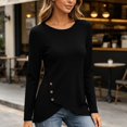 thumbnail image 5 of Kychelot Plus Size Tops for Women Long Sleeve Crew Neck Side Button Knitted Tops Fitted Trendy Tunic Tops, 5 of 8