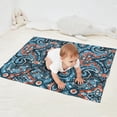 thumbnail image 2 of Blue Ethnic Paisley Pattern Blanket,Comfortable Soft Flannel Throw Blanket,All Season,Warm Lightweight Blankets for Sofa Bed Couch Living Room Chair,30"x40", 2 of 4