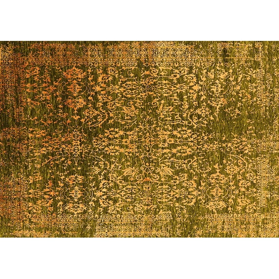 Ahgly Company Indoor Rectangle Oriental Yellow Industrial Area Rugs, 2' x 5'