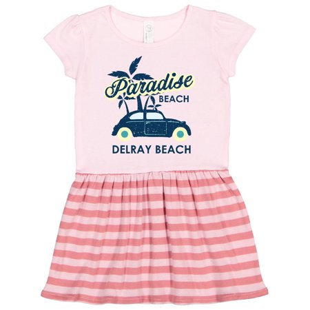 

Inktastic Paradise Beach in Delray Beach with Palm Trees and Car Gift Toddler Girl Dress