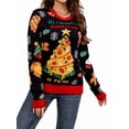 thumbnail image 2 of Hristmas Sweaters for Women Cute Fuzzy Funny Wintertime and Holiday Parties Knitted Pullover Sweater Dark Blue L, 2 of 10