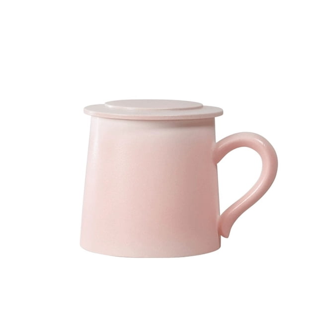 Taza de café de cerámica rosa con tapa, juego de 1 taza, capacidad de 11.5 oz, ideal for uso doméstico o for regalar a amigos.