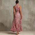 thumbnail image 2 of BODOAO Maxi Dresses for Women Floral Halter Neck Sleeveless Chiffon Pleated Long Dress, Flowy Summer Wedding Guest Outfit for Beach Vacation and Special Events Pink 3XL, 2 of 7