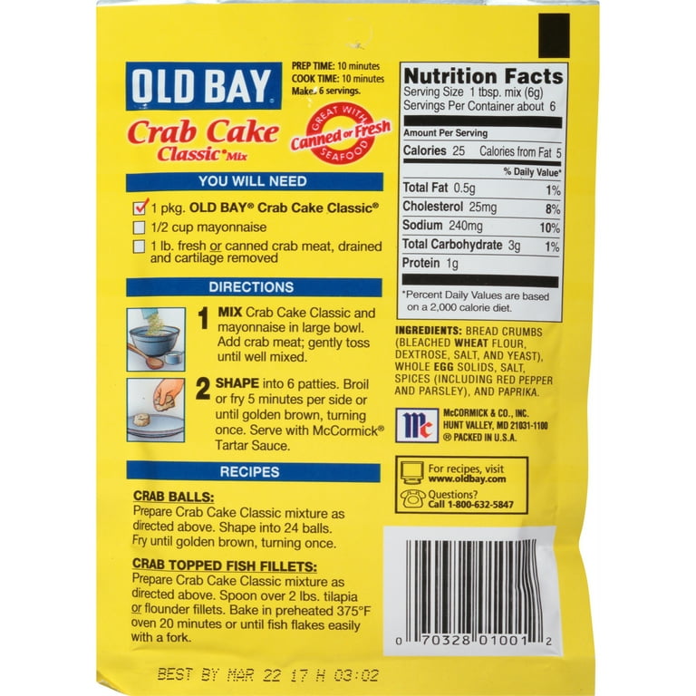 Crab Cakes with Old Bay Crab Cake Classic Mix 