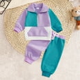 thumbnail image 2 of Zanarzt Baby Outfits Girl Toddler Baby Girl Spring Outfit Patchwork Long Sleeve Sweatshirt Pants Newborn Purple,12-18 Months, 2 of 7