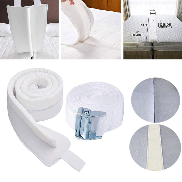 Puente de cama individual ño king, convertidor para camas individuales, almohadilla para rellenar huecos con correa, rápida de cama Pinza de 5cm 200x30cm Baoblaze conector de puente de cama