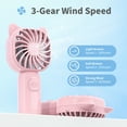 thumbnail image 4 of RUXAN Portable Handheld Mini Fan,USB Rechargeable Small Pocket Fan,500mAh Battery Operated with Adjustable 3 Speeds for Daily,Travel, Outdoors,Hiking., 4 of 12